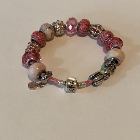 Pandora Pink Leather Bracelet & Jewelry Bundle - Picture 2 of 12